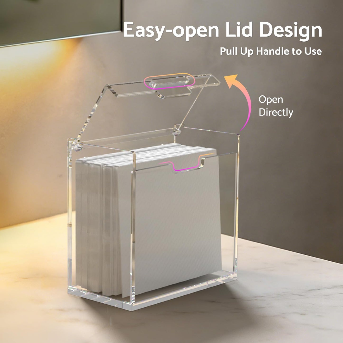 HlIMIEI Acrylic Disposable Face Towel Holder: Clean Skin Club Facial Towels Holder, Container for 25 Clean Towels XL (NOT Included), Waterproof Clear Face Cloth Storage Box for Bathroom Counter