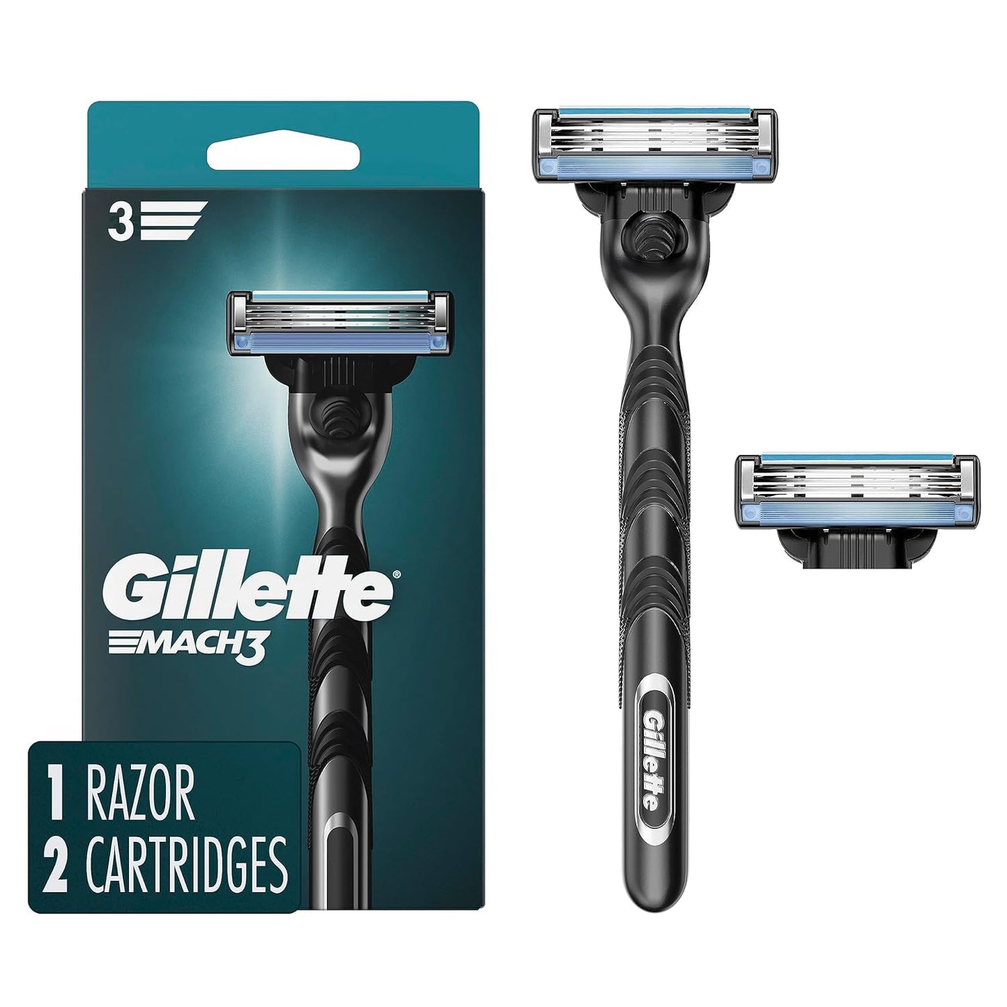 Gillette Mach3 Shaving Razor for Men - 3-Blade Handle & 10 Blade Refills | Smooth Grooming Experience