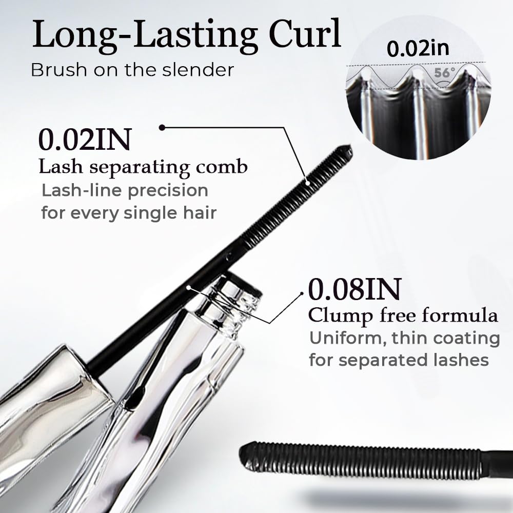2026 Upgrade Waterproof Iron Wand Tube Mascara, Steel Tube Eyelash Primer, Tubular Eyelash Primer Curling Women, Tubular Fiber Mascara Black Natural for Old Women (3 Set Black)