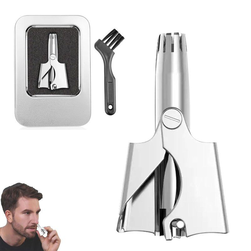 Infinity Choices Stainless Steel Hair Trimmer for Men and Women | Manual Nose and Ear Hair Trimmer | Nose Clippers, 360° Rotating Hair Trimmers | Washable Nose Hair Remover | Silver