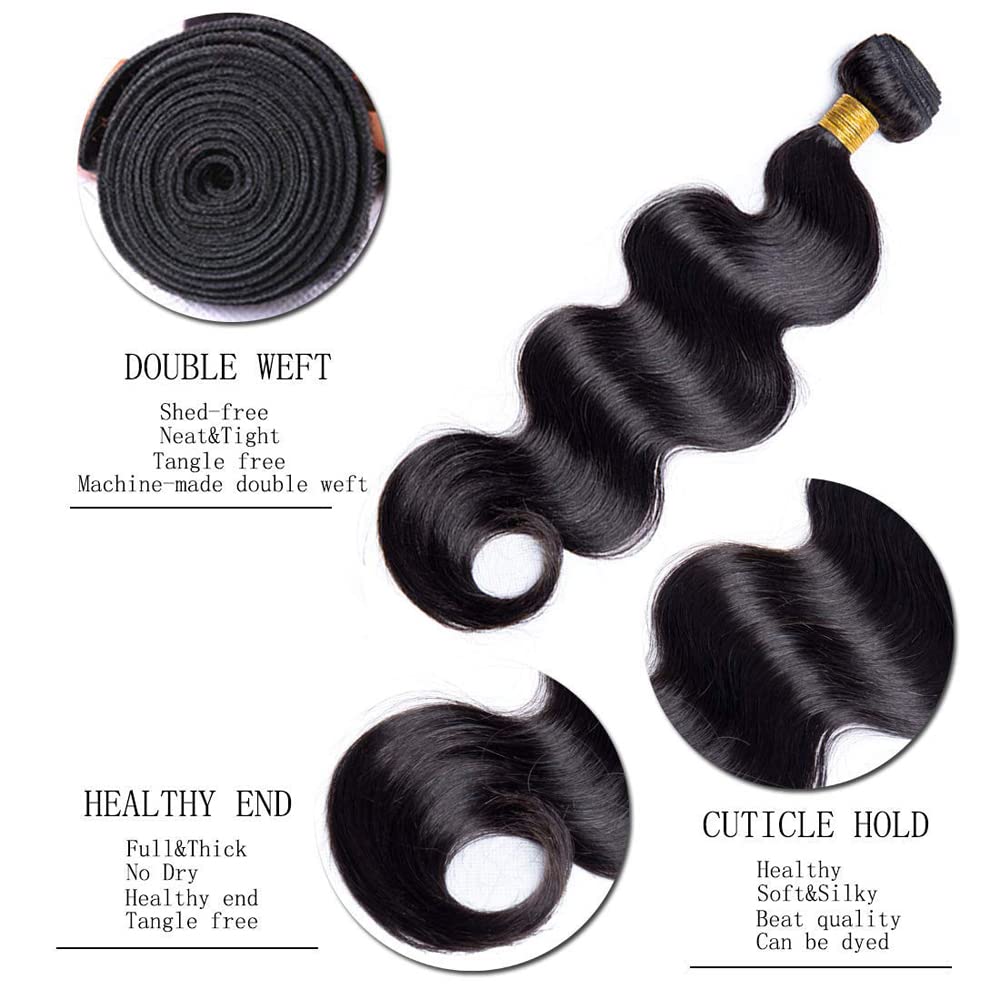 30 32 34 Inch Body Wave Bundles Human Hair #1B Human Hair Bundles Body Wave Natural Black Bundle Unprocessd Remy Color #1B Bundle