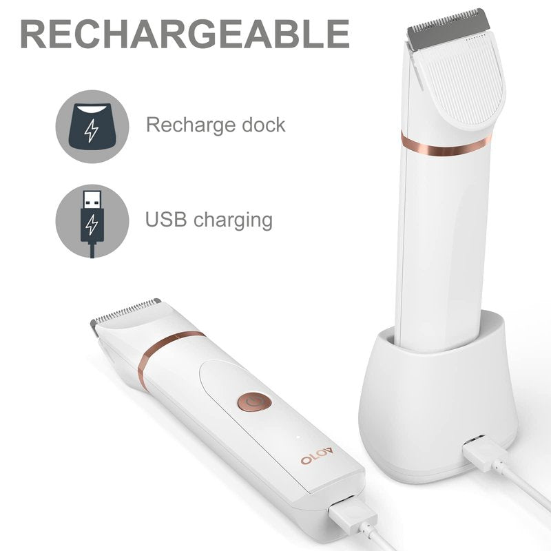 Replacement Charging Base for OLOV Groin Hair Trimmer, USB Recharge Dock & Charging Stand Compatible for OLOV Trimmer, Charging Dock with USB Power Cord, White
