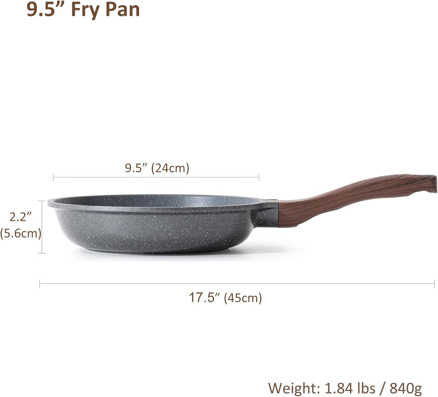 SENSARTE Nonstick Frying Pan - Swiss Granite Coating Omelette Skillet | PFOA Free, 9.5 Inch