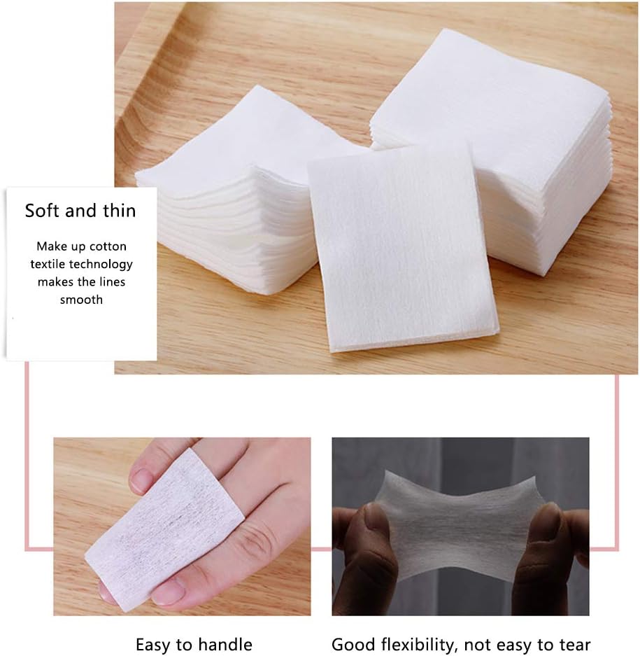 Thin Makeup Facial Cotton Pads - 1000 PCS Non-Woven, Lint-Free Remover Pads for Face & Nails | Soft & Square