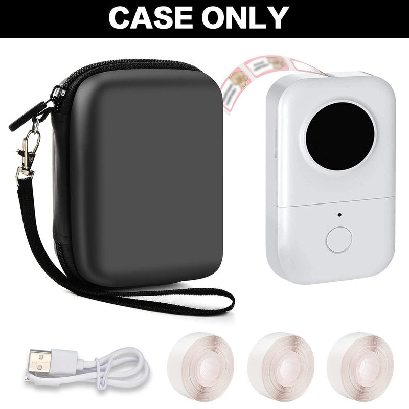 PAIYULE Hard Carrying Case for Phomemo D30 D35 Label Maker, Label Printer Case for Nelko P21, for NIIMBOT D110 D11, for Marklife P11 P12, for SUPVAN E10 Storage Bag with Mesh Pocket(Black)