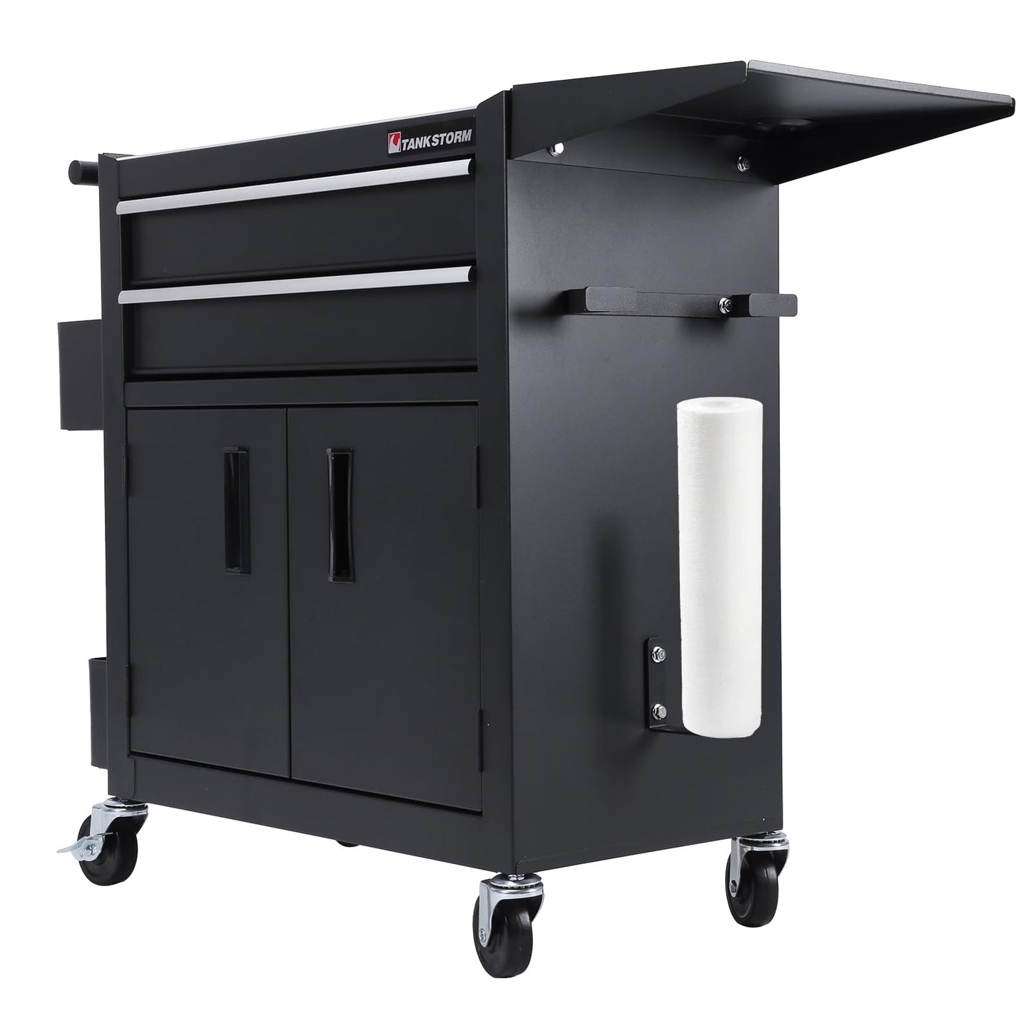 Professional Mobile Rolling Hair Stylist & Tattoo Station Black Steel