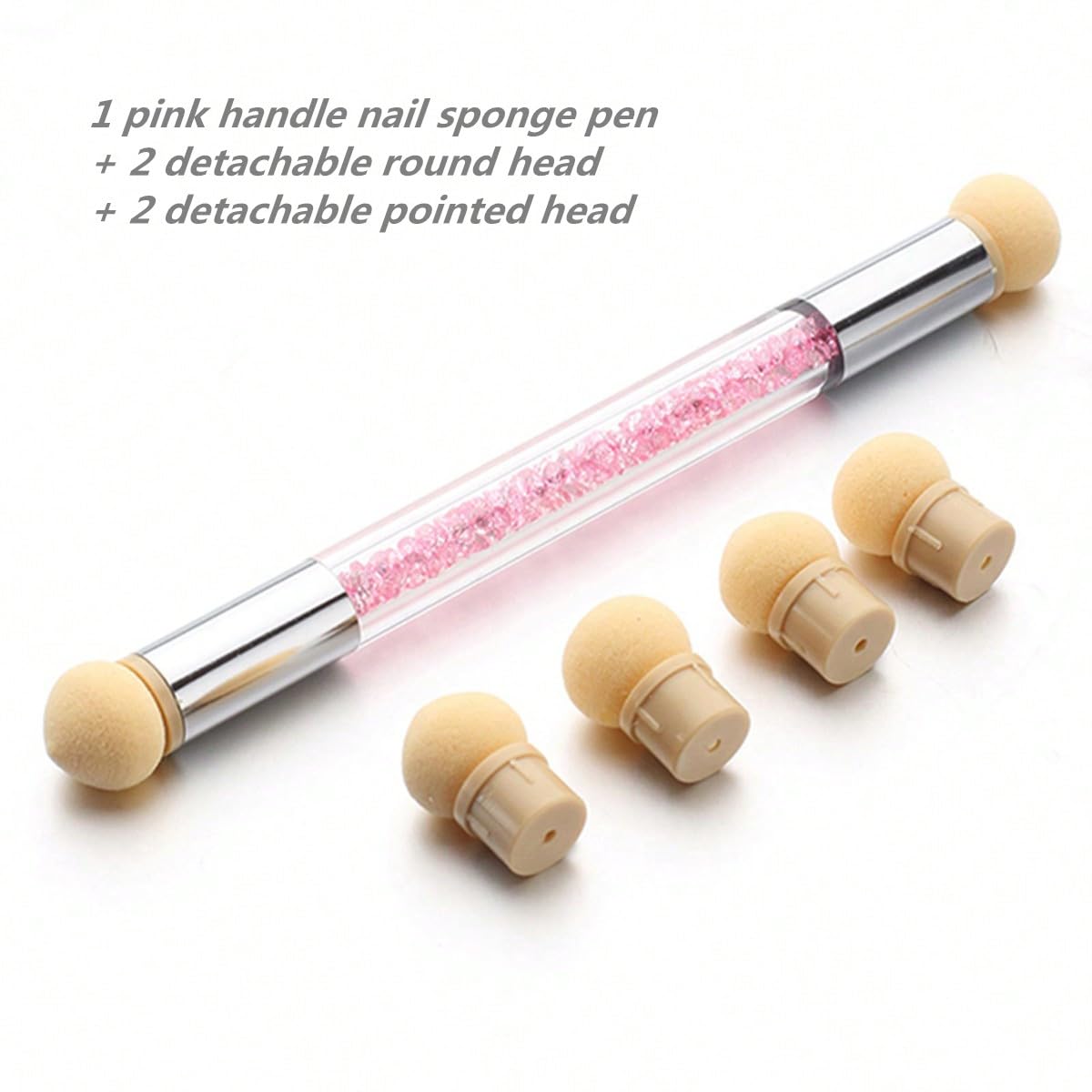 SQULIGT Resin Nail Art Palette and UV Gel Gradient Sponges Pens with 4 Pcs Replacement Head, Nail Sponges for Ombre Double Head Brush for Nail Art Manicure DIY Tools(Pink)