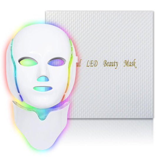 EVFOFO Red Light Therapy Mask for Face, 7 Custom Modes with 850nm NIR & 630nm Red Light, Portable LED Face Mask Light Therapy with Timer for Home Use, White
