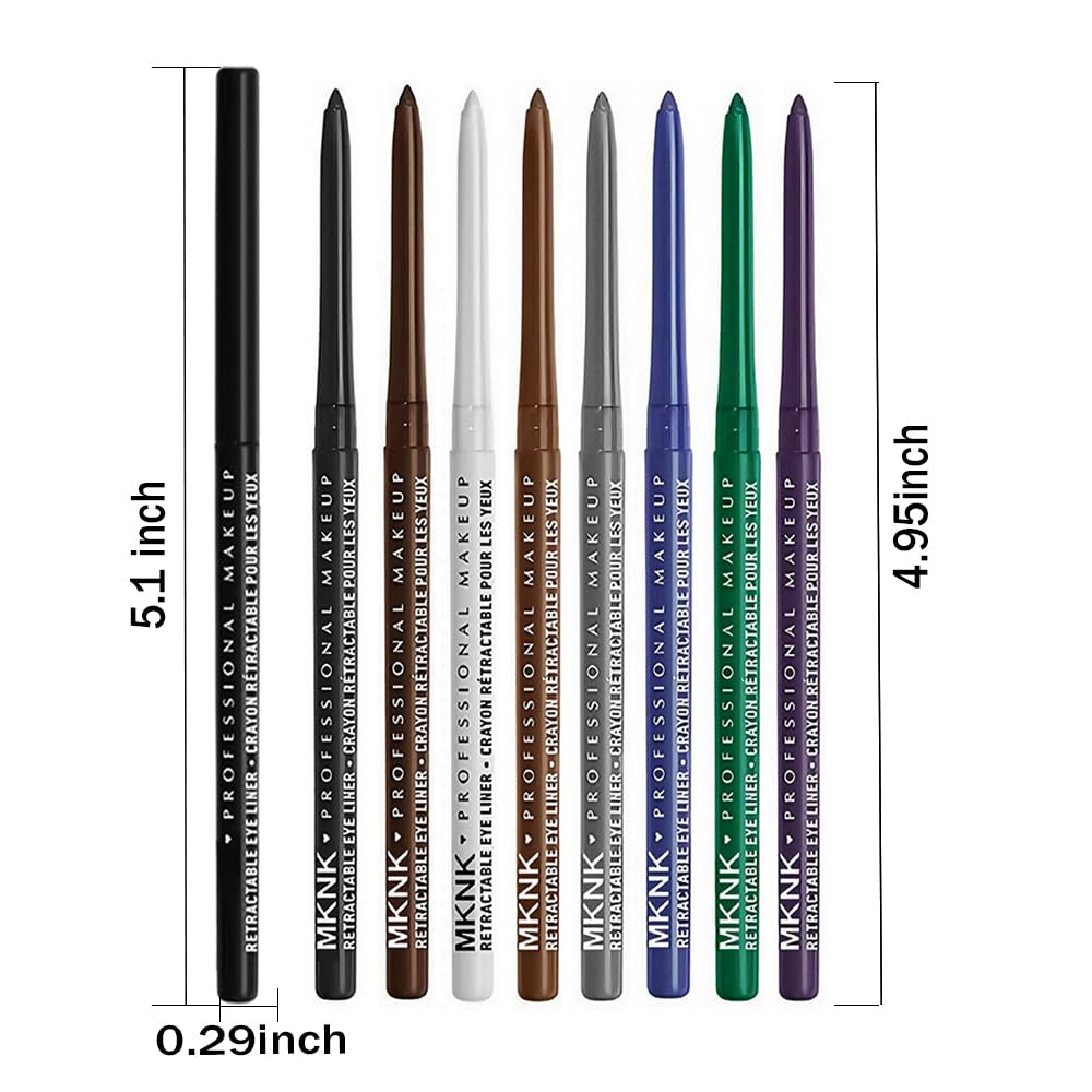 Retractable Creamy Eyeliner & Eyeshadow Sticks - Ultra Pigmented Matte Finish | 4 Pcs in Black, White, Brown, Blue, Purple, Green, Gray
