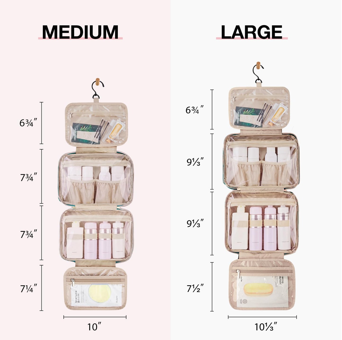 BAGSMART Toiletry Bag Hanging Travel Makeup Organizer with TSA Approved Transparent Cosmetic Bag Makeup Bag for Full Sized Toiletries, Medium-Blue