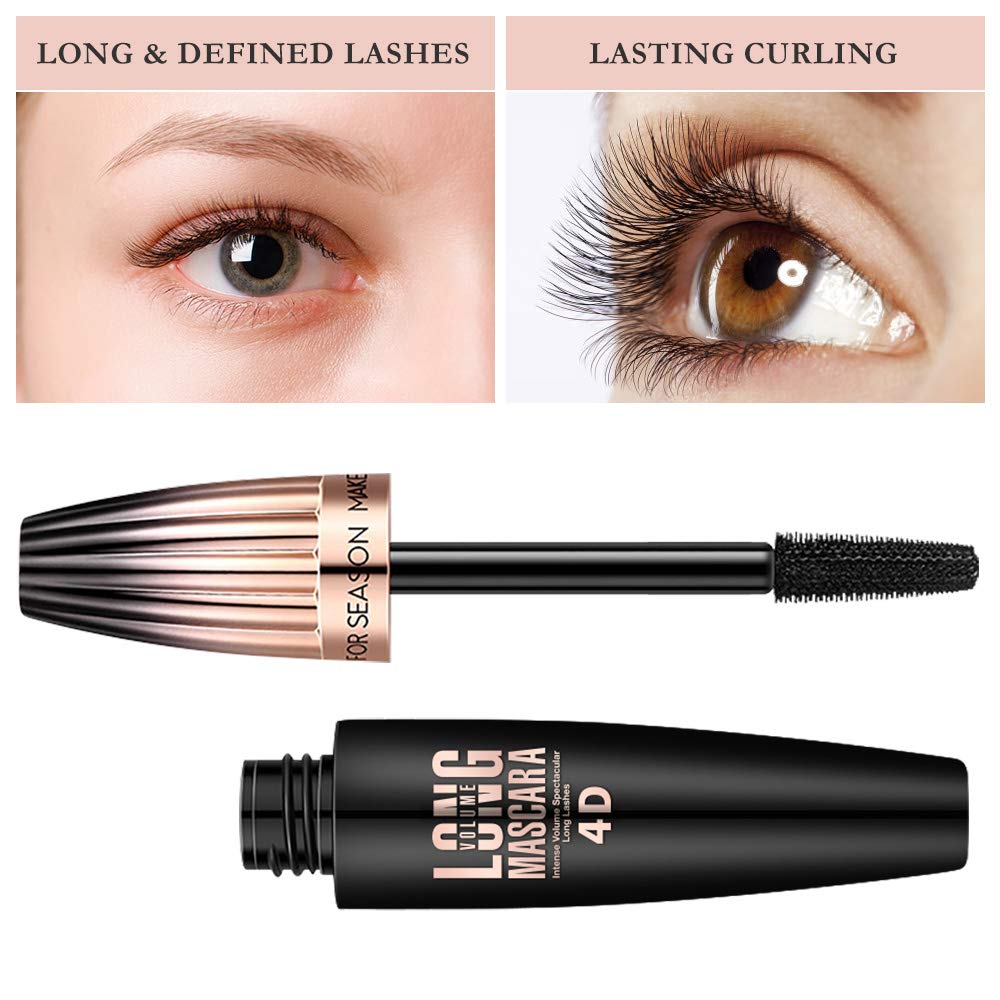 4D Silk Fiber Lash Mascara - Waterproof Volume & Length, Smudge-Proof Black Formula for Fuller Lashes | 1 Pack