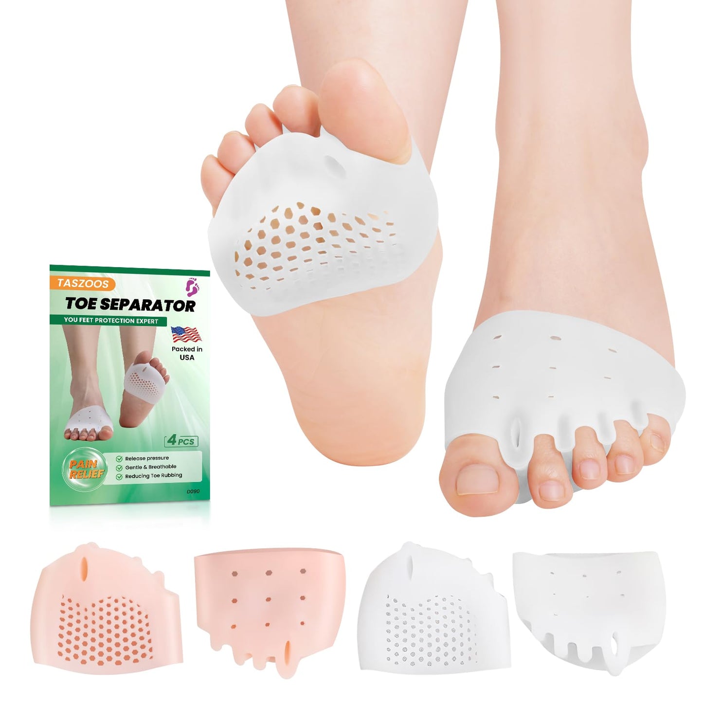 TASZOOS Toe Separators & Metatarsal Pads for Women & Men