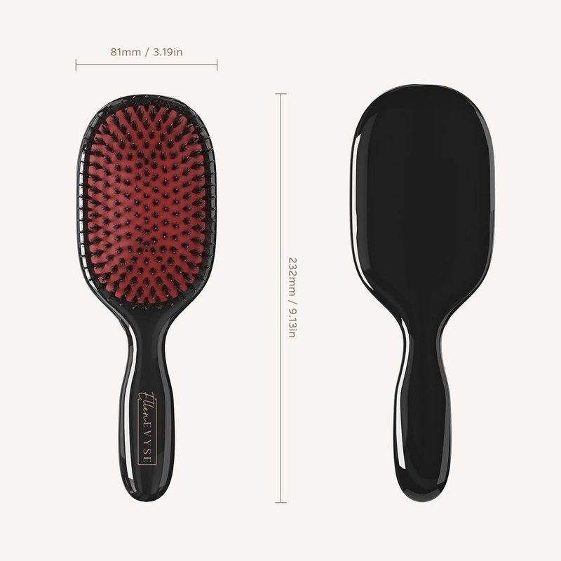 Boar Bristle Hair Brush - Smoothing & Detangling Tool for Men & Women | Nylon Pins, Reduces Breakage & Enhances Shine