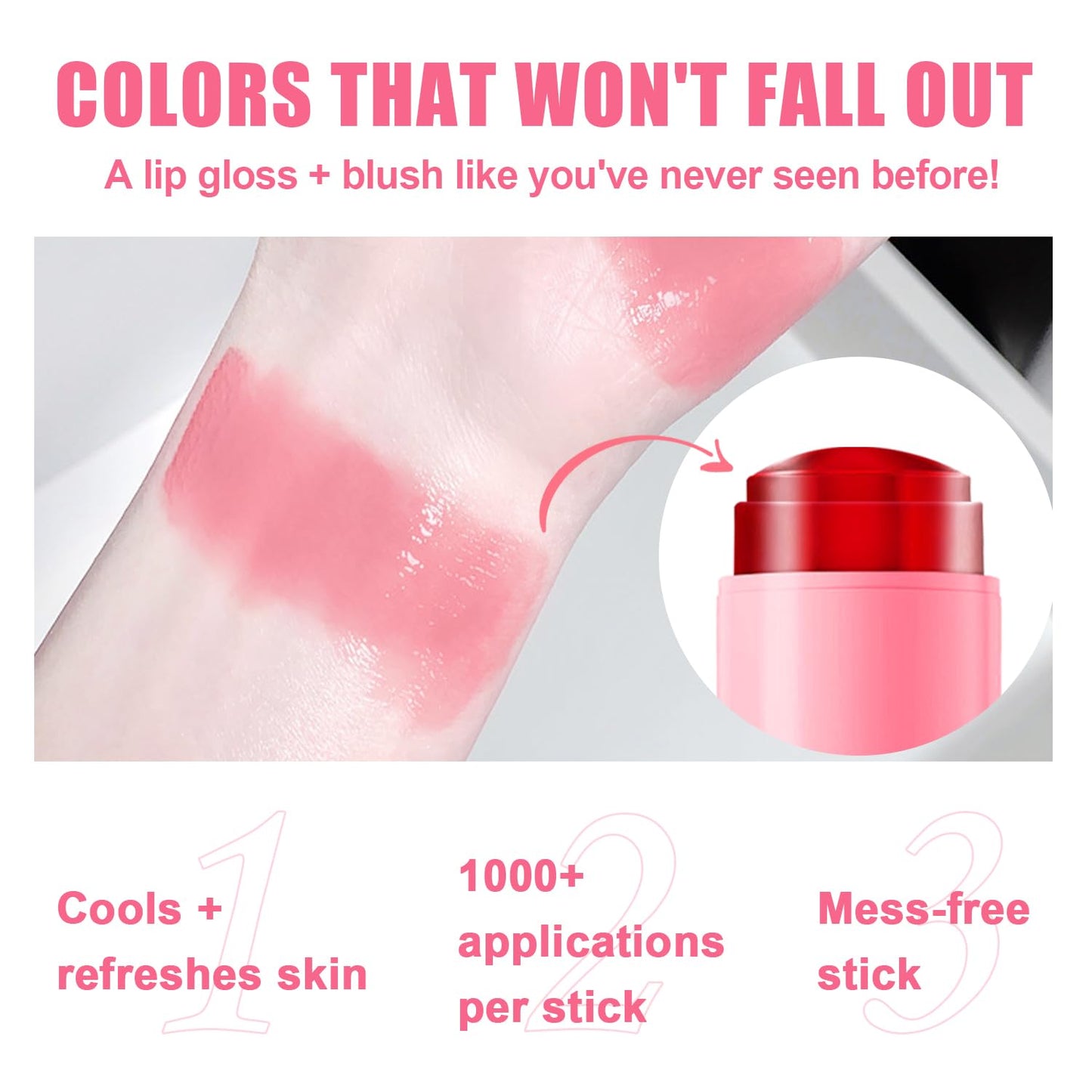 Jelly Blush Contour Stick Set - 3 Pcs Lightweight Waterproof Makeup for Cheeks, Eyes & Lips | Dewy Finish Trio