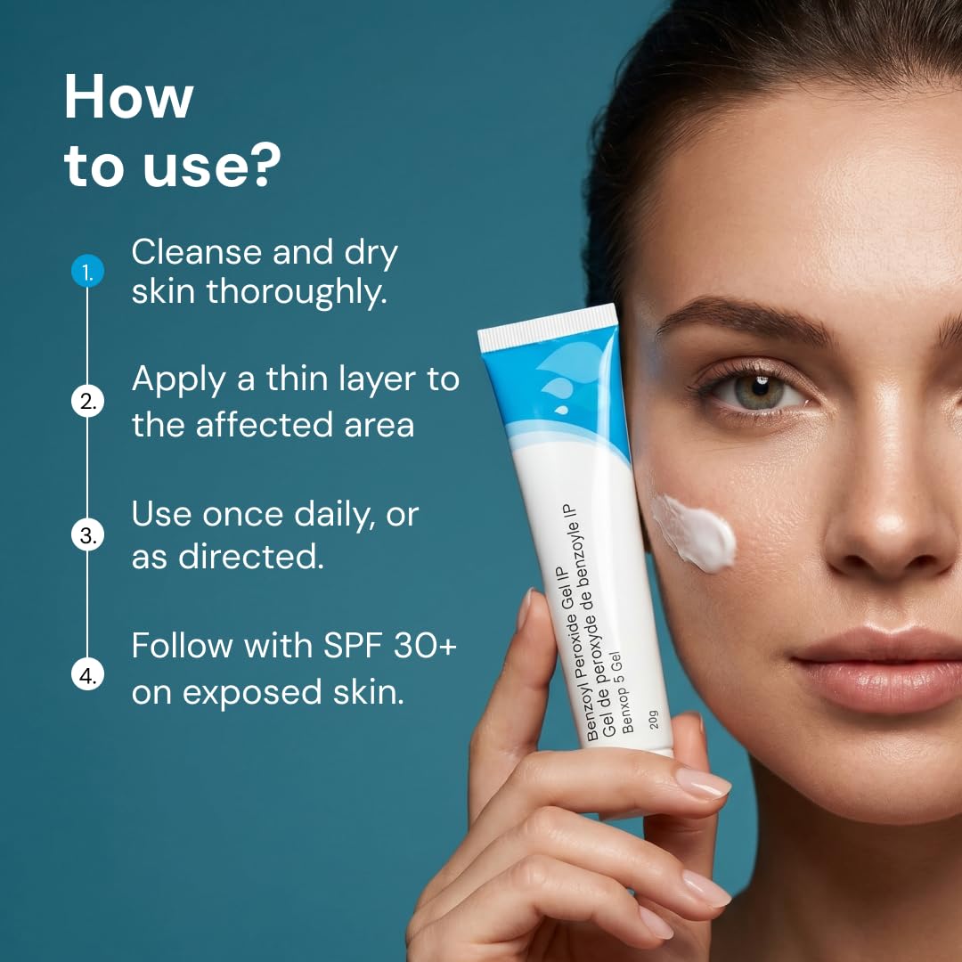 SALVE Benxop 5% Benzoyl Peroxide Gel (20 g / 0.70 oz) - Topical Skincare Gel for Oil-Prone and Congested Skin