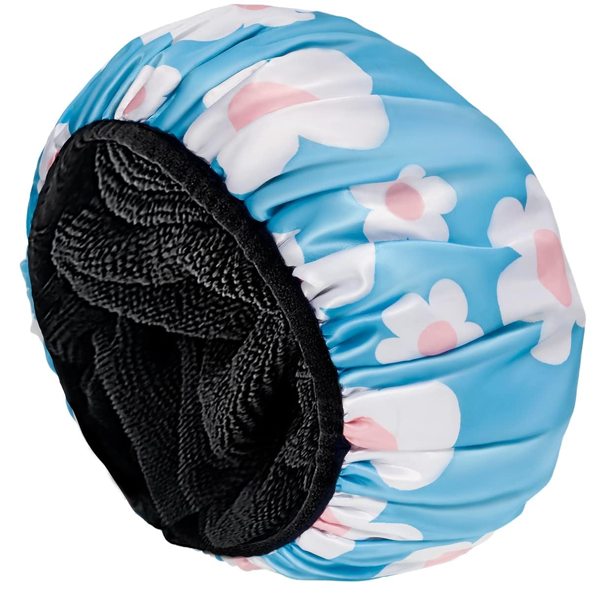 Aquior Shower Cap - Triple Layer Waterproof Bath Cap for Long Hair | Extra Large Silky Satin (Pink)
