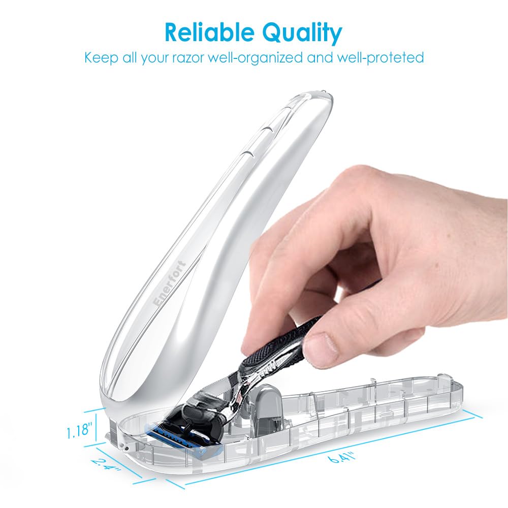 Enerfort Razor Case Compatible with Gillette Proglide Fusion Men's Razor, Manual Razor Travel Protector Case with Carrying Bag - Clear