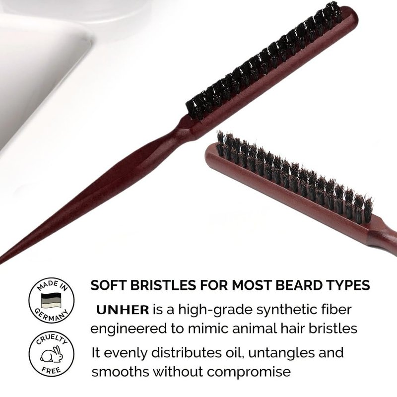 Men's Wood Hair and Beard Brush – Soft Boar Bristles – Massages and Exfoliates Skin and Scalp – Ideal Men's Grooming Accessory