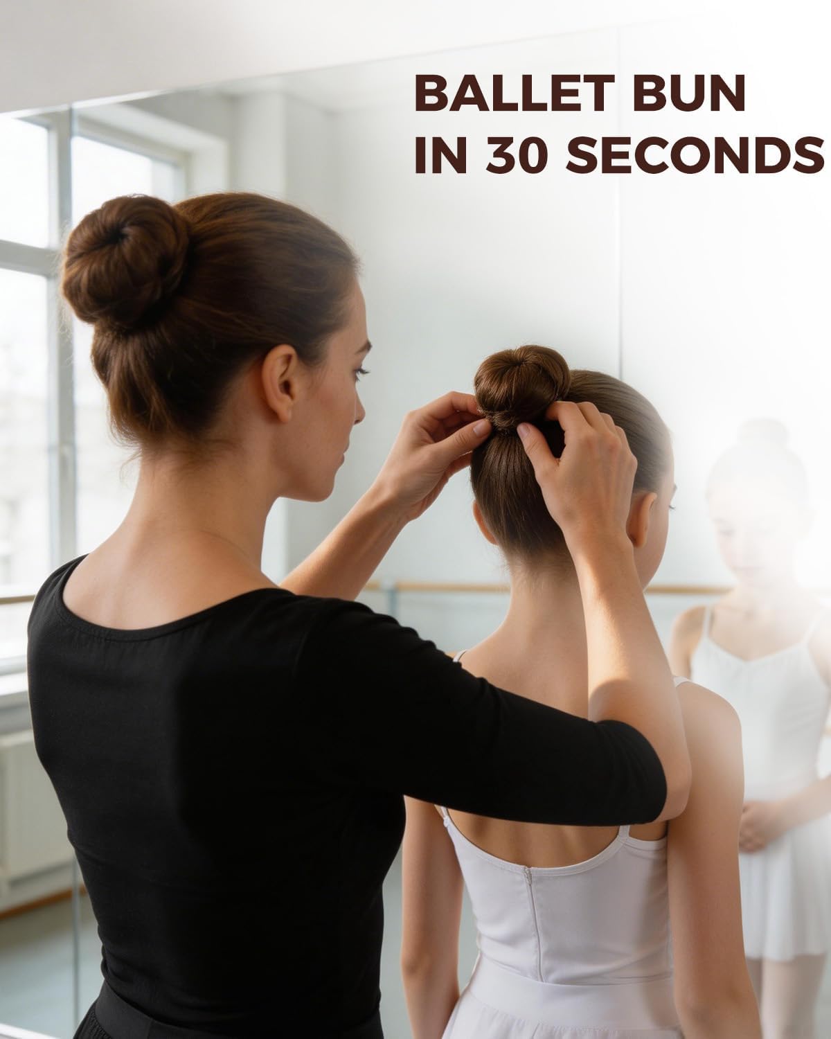 Hair Donut Bun Maker Set - 12 Pcs for Thin Fine Hair | 30-Second Chignon Ring with 10 Hair Ties, Nets & U Pins (Brown)