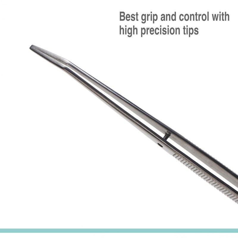 Beaditive 6-inch Sewing Machine Tweezers Set (3-PC) Serrated Bent Tips | Professional Grade, High Precision | Stainless Steel