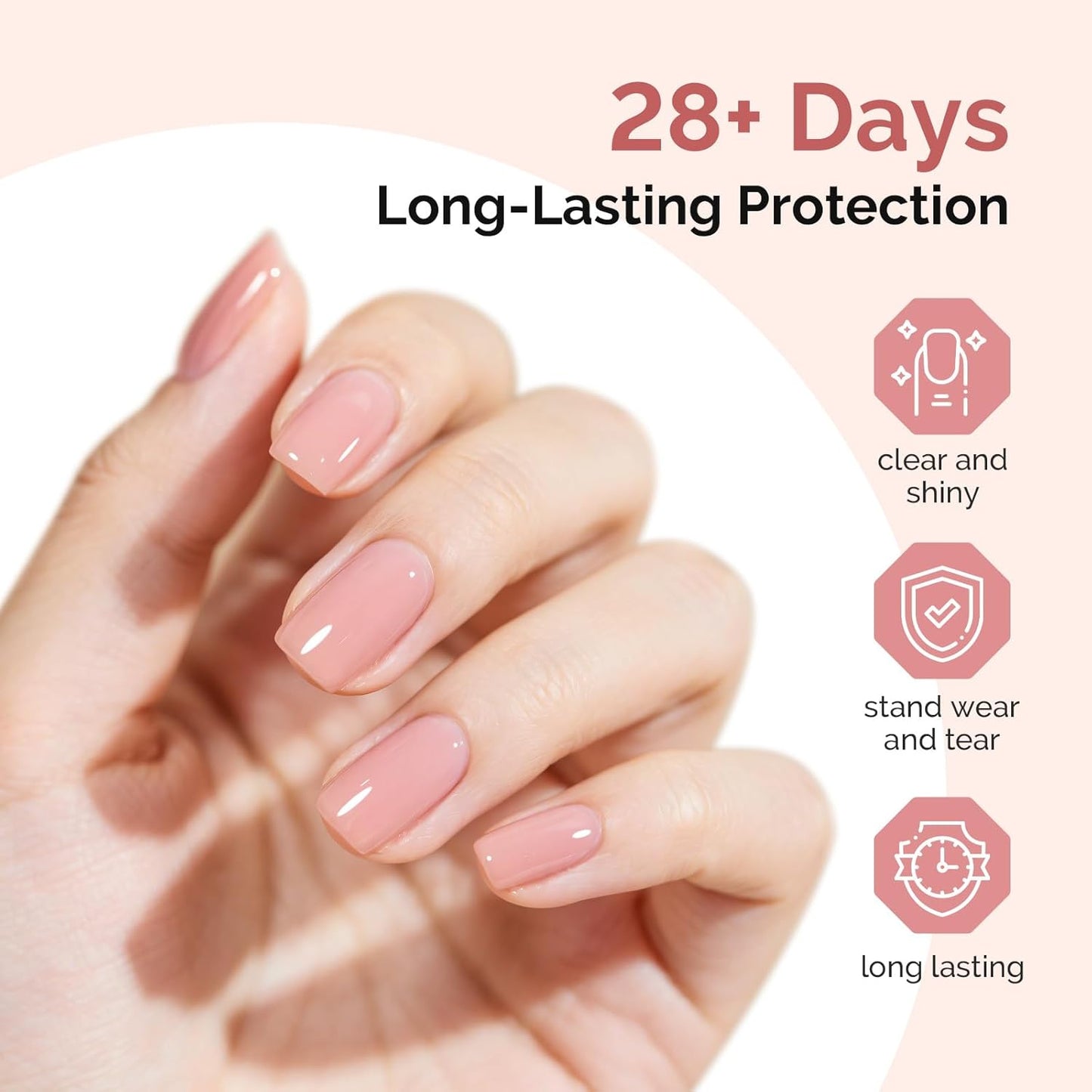 Top Coat Builder Gel Set - No Wipe Glossy Finish for Nail Art | 3 Pcs 15ml Clear, Long-Lasting Shine