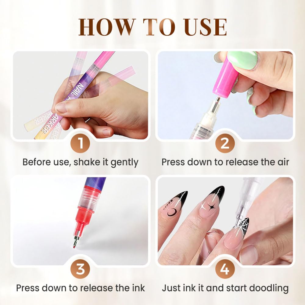 12 Colors Nail Art Pens Set, 2026 Upgraded Nail Art Markers Polish Pen Quick Dry, Acrylic Nail Art Tools for Dotting Drawing Painting Liner DIY (2 pack & 30 pcs stickers)