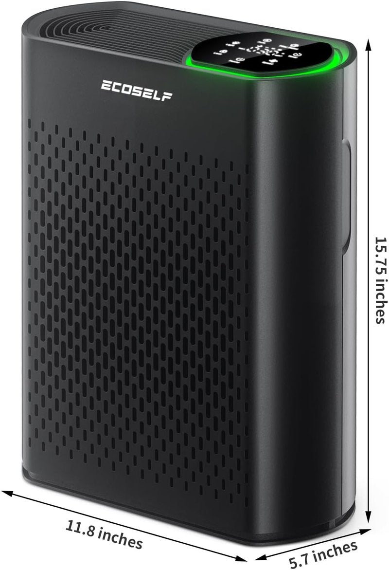 Air Purifier for Large Rooms - 3-Stage True HEPA, 360° Airflow, Ultra-Quiet 20dB | Cleans 2,400 ft² in 30 Mins, Black