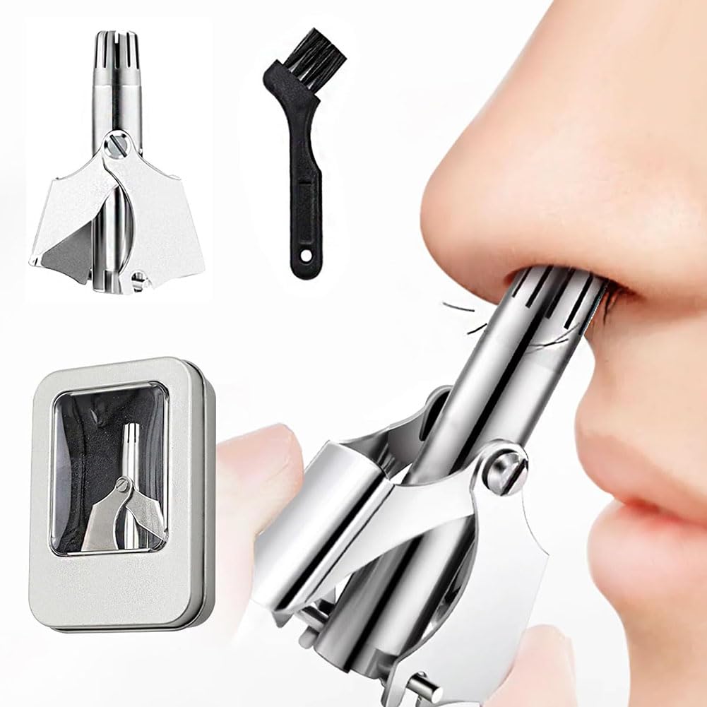 nanaxagly Premium Manual Rotary Nose Hair Trimmer for Men, Stainless Steel Nose Hair Remover for Men & Women