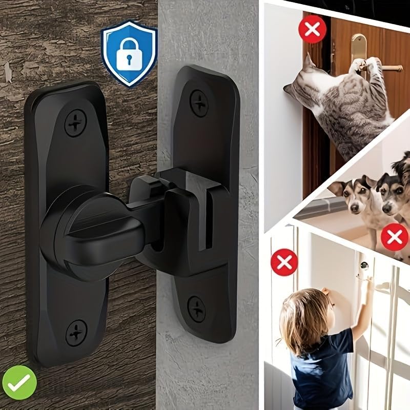 Heavy Duty Security Door Lock - Anti-Pry Bolt Lock with Adjustable Sliding Insert | Black, Commercial Grade