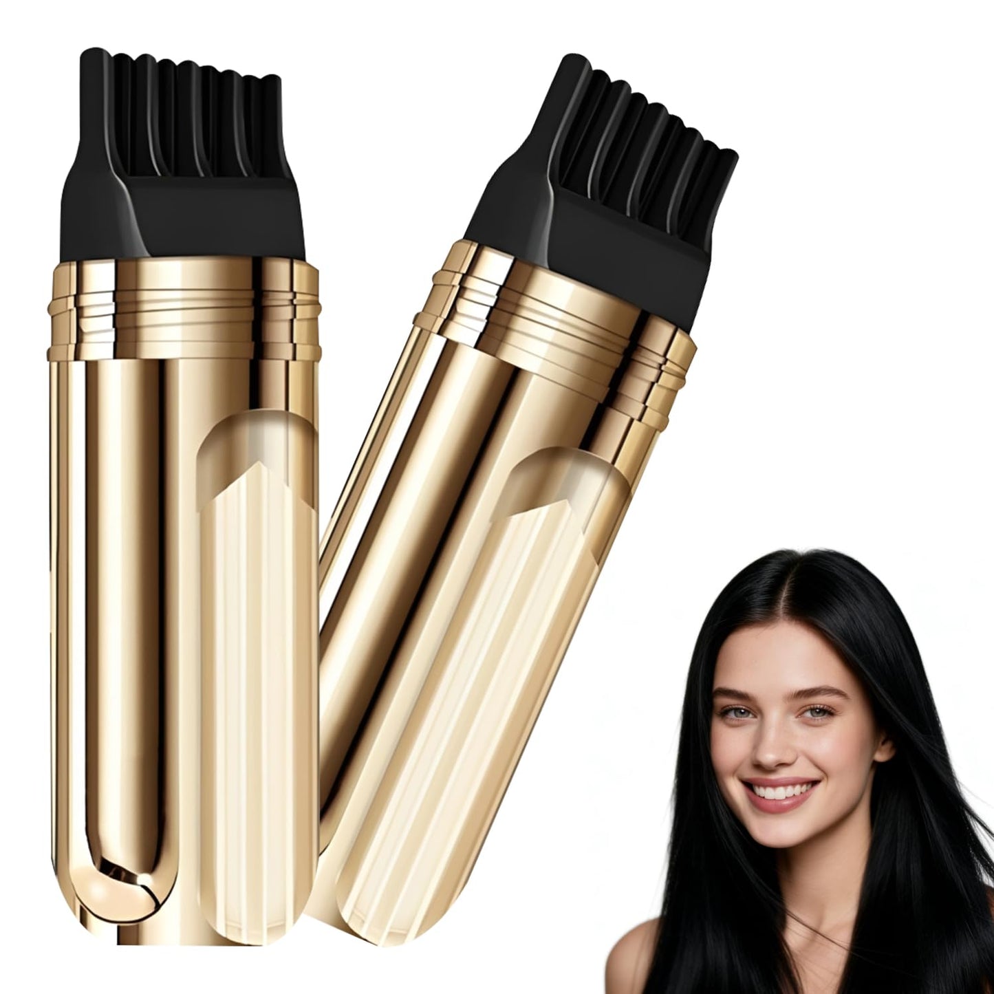 Root-Touch-Up Hair Color Stick & Comb - 2-in-1 Instant Gray Coverage | Waterproof, Sweat-Proof (Black)