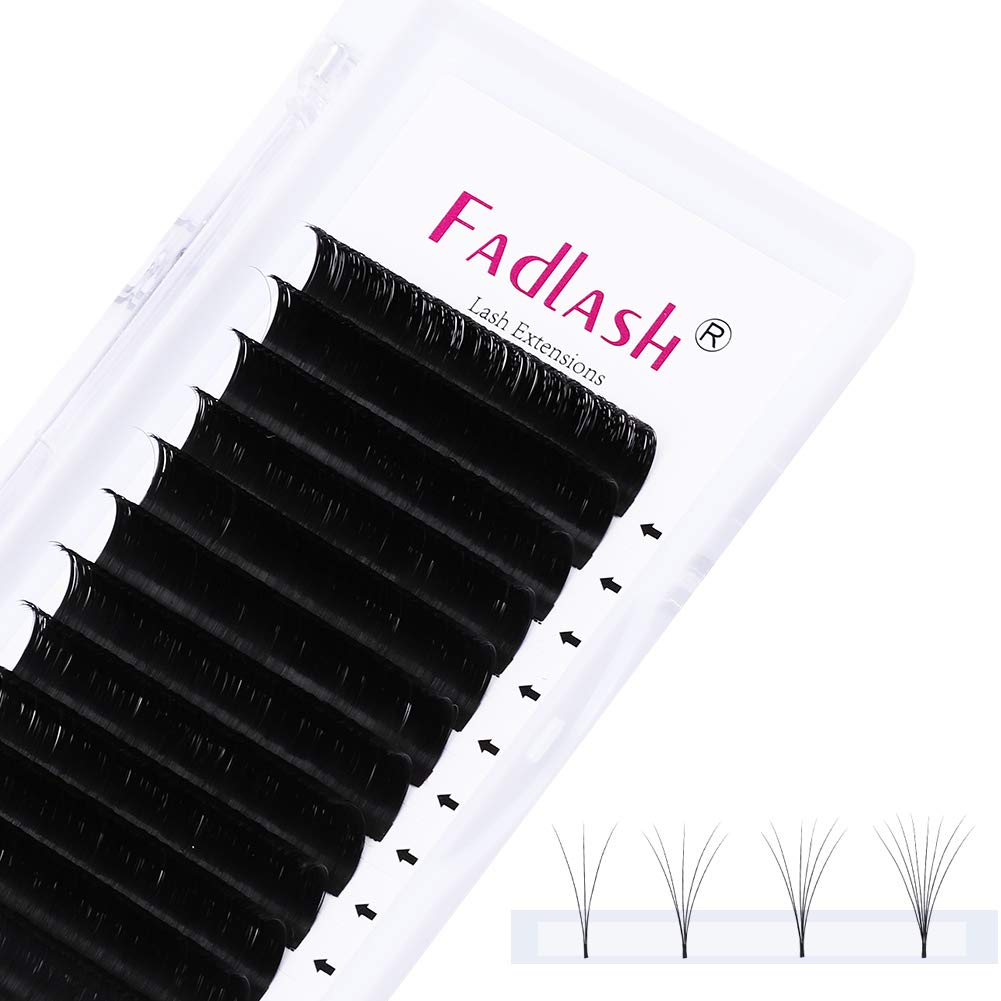 Easy Fan Lash Extensions - D Curl 0.07 Volume Mixed Trays | Soft Individual Lashes 8-14mm