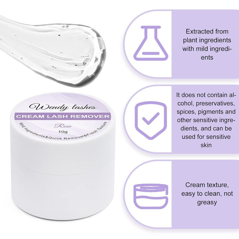 Lash Remover for Extensions & Clusters - Low Irritation Cream 10g | Gentle Formula for Sensitive Skin