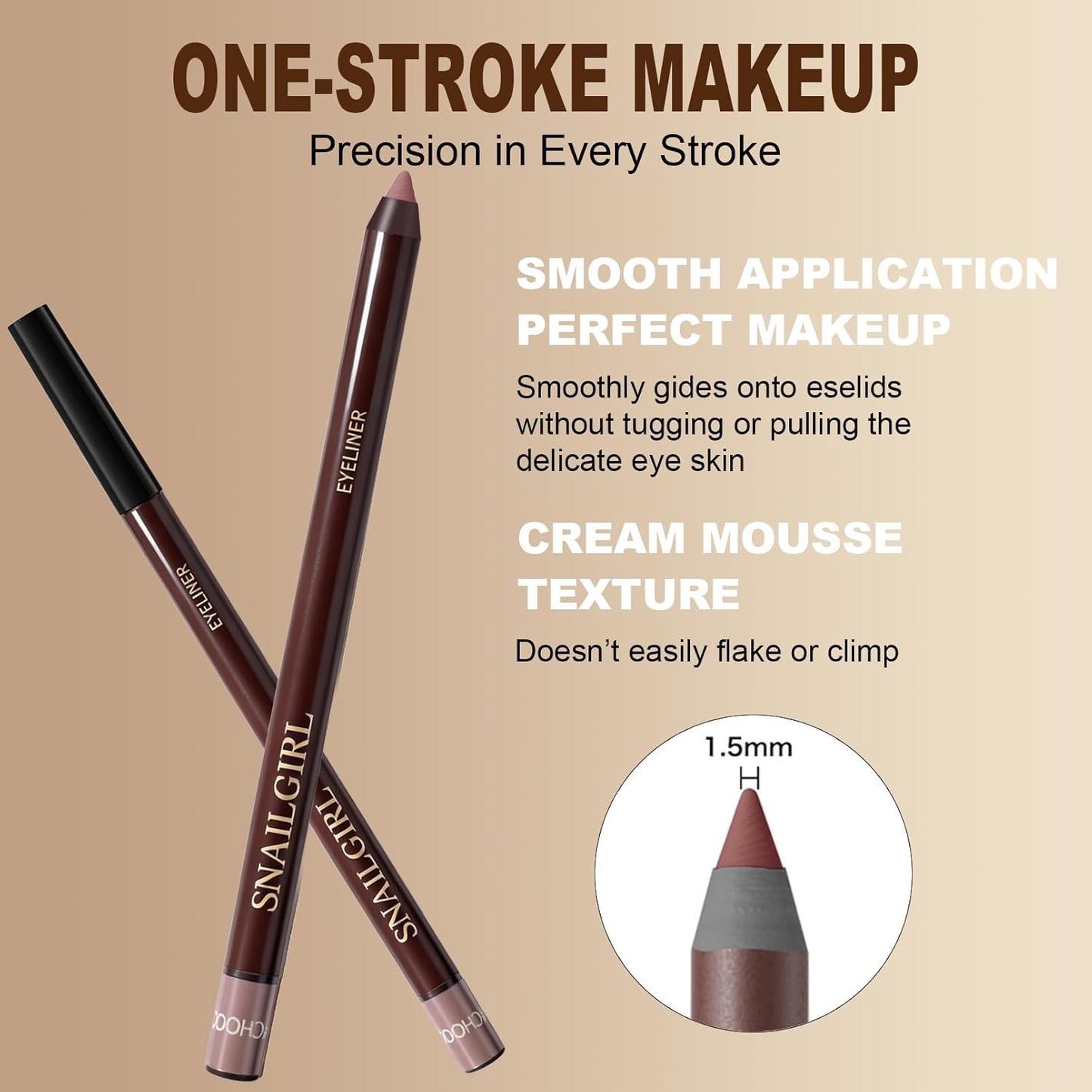 Plum Gel Eyeliner Pencil - Waterproof & Smudge-Proof Long-Lasting Formula | High-Pigmented Creamy Eye Makeup for Mature Women