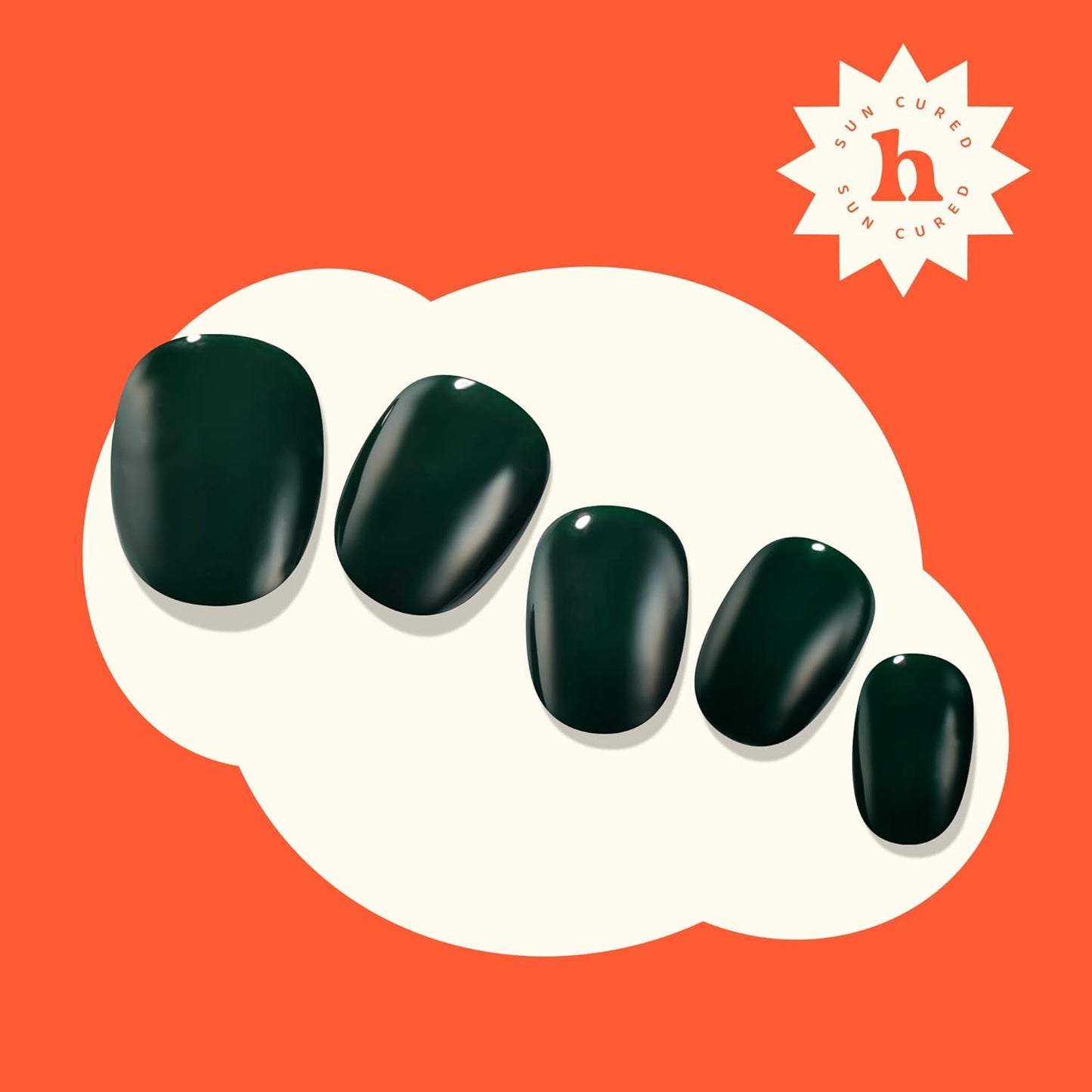 Semi Cured Gel Nail Strips - Easy Apply & Remove, No LED Lamp Needed | Winter Solid Green, 28 Strips & Accessories