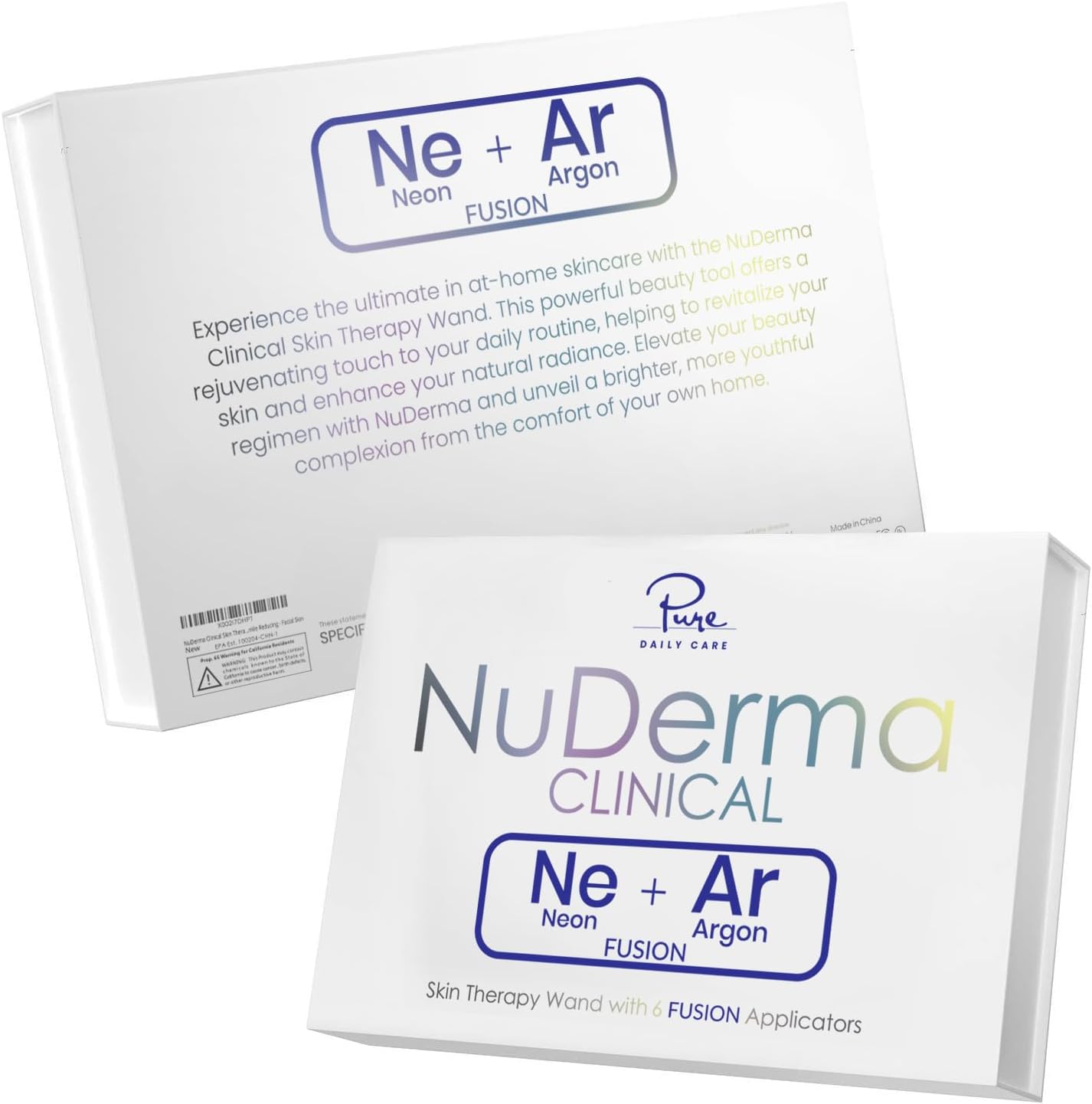 NuDerma Clinical Portable Skin Therapy Wand - 6 Fusion Neon & Argon Wands for Anti-Aging, Skin Tightening & Radiance | Wrinkle Reduction