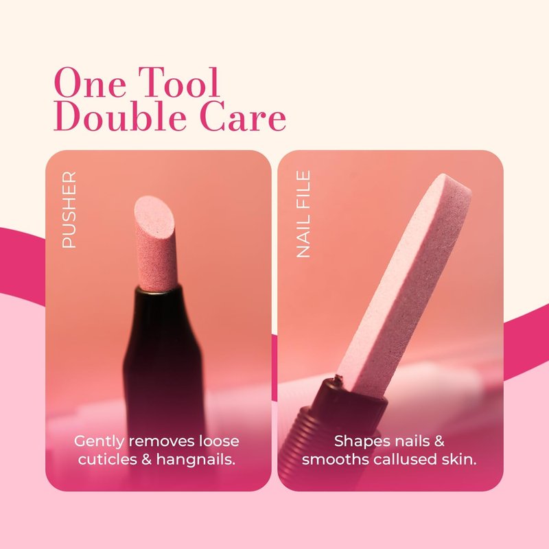 Victory Ceramic Stone Nail Pusher & File Set - Professional Cuticle Trimmer & Manicure Tools | Black