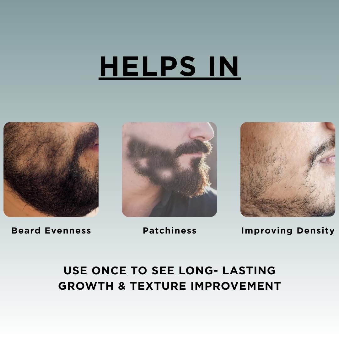 HUES FOR HIM Beard Fill & Grow Filler for Men | Growth Extract Formula | Waterproof, Smudge-Proof, Long-Lasting | Natural Look | Patchy Hair Coverage Solution (Brown)