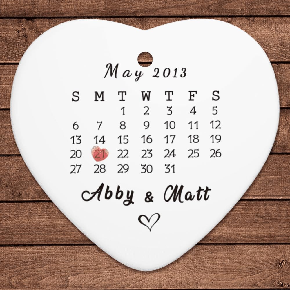 Byxhuc Personalized Wedding Gifts, Engagement Gifts for Couples, Heart Ceramic Ornament with Date, Gifts for Friend Guests