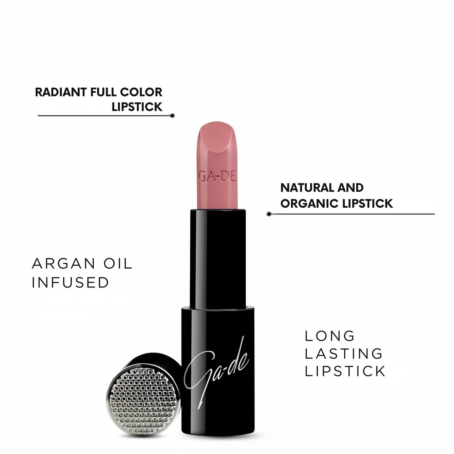 GA-DE Selfie Full Color Lipstick, 871 - Long Lasting High Pigment Lipstick with Argan Oil - Creamy Radiant Shine and Hydrating Benefits - 0.14 oz
