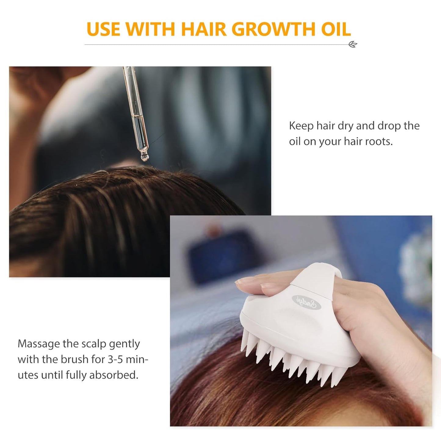 Soft Silicone Scalp Massager for Dandruff Removal & Hair Growth | Exfoliating Brush - Beige