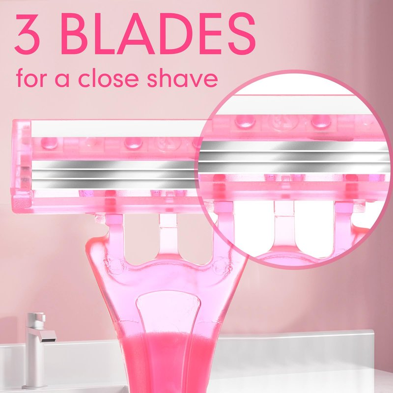 Lasnten 30 Pcs Women's Disposable Razors Bulk 3 Blades Sensitive Skin Razors for a Smooth and Comfortable Shave