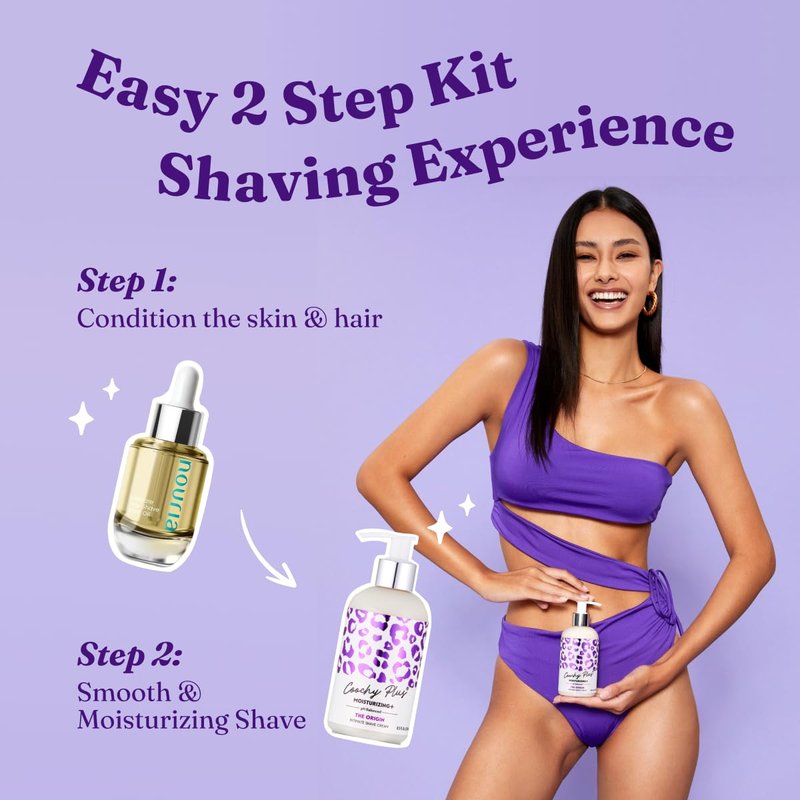 IntiMD Coochy Plus Intimate Shave Cream + Pre-Shave Elixir Moisturizer Oil Kit - HydroLock & MOISTURIZING PLUS Continuous Hydration Reliefs Razor Burn Bump Ingrown Hair