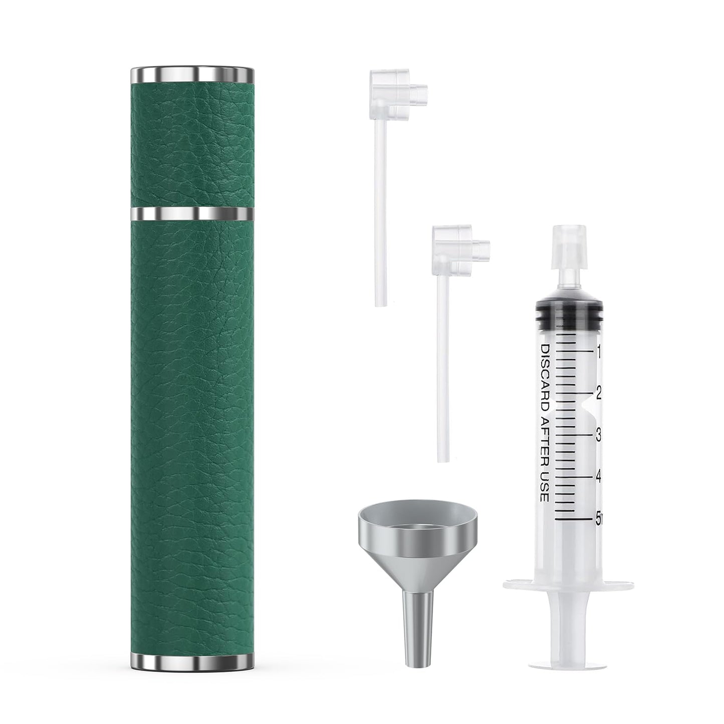 FENHON 12ml Genuine Leather Perfume Atomizer Refillable, Portable Mini Cologne Sprayer with Magnetic Cap & 3 Refill Tools, Luxury Travel Size Fragrance Spray Bottle for Men & Women (Green)