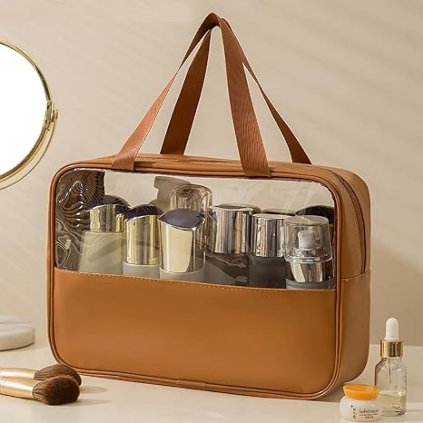 Professional 57-Piece Brown Makeup Brush Set - Premium Synthetic for Foundation, Concealer, Blush & Eyes | Includes Beauty Blender Sponge
