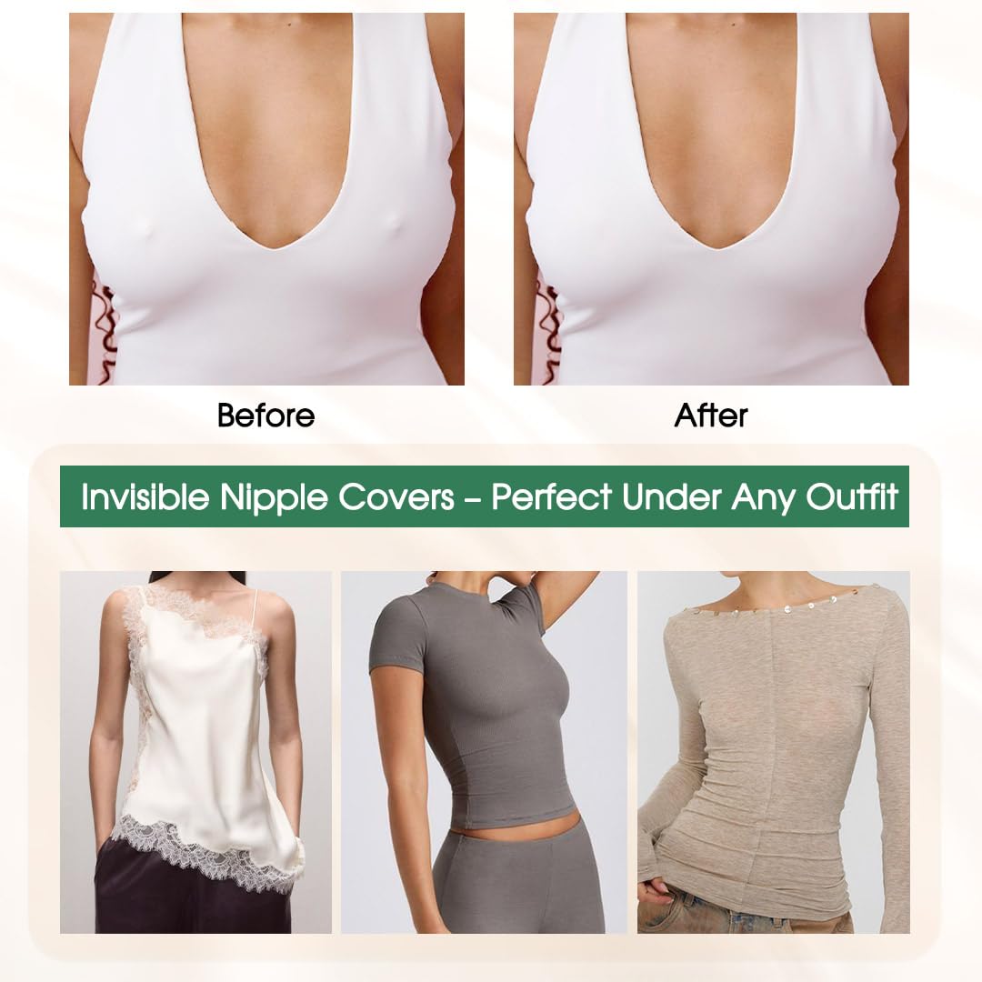 Hotosu Nipple Covers For Women – Paper-Thin Nipple Covers 0.02" Edge With Case, Reusable Silicone Nipple Covers For Braless, Nude, 3inch