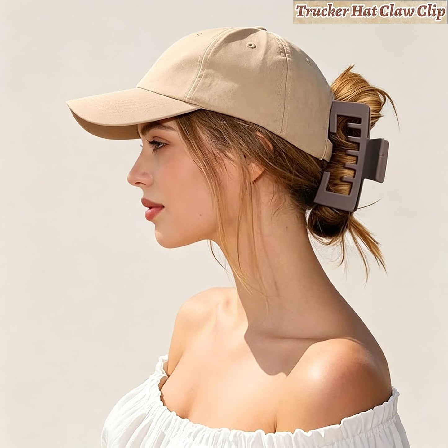 Hat-Friendly Claw Clips for Baseball Caps - 4 Pack Large Strong Hold Matte Clips for Thick & Thin Hair | Hair Accessories