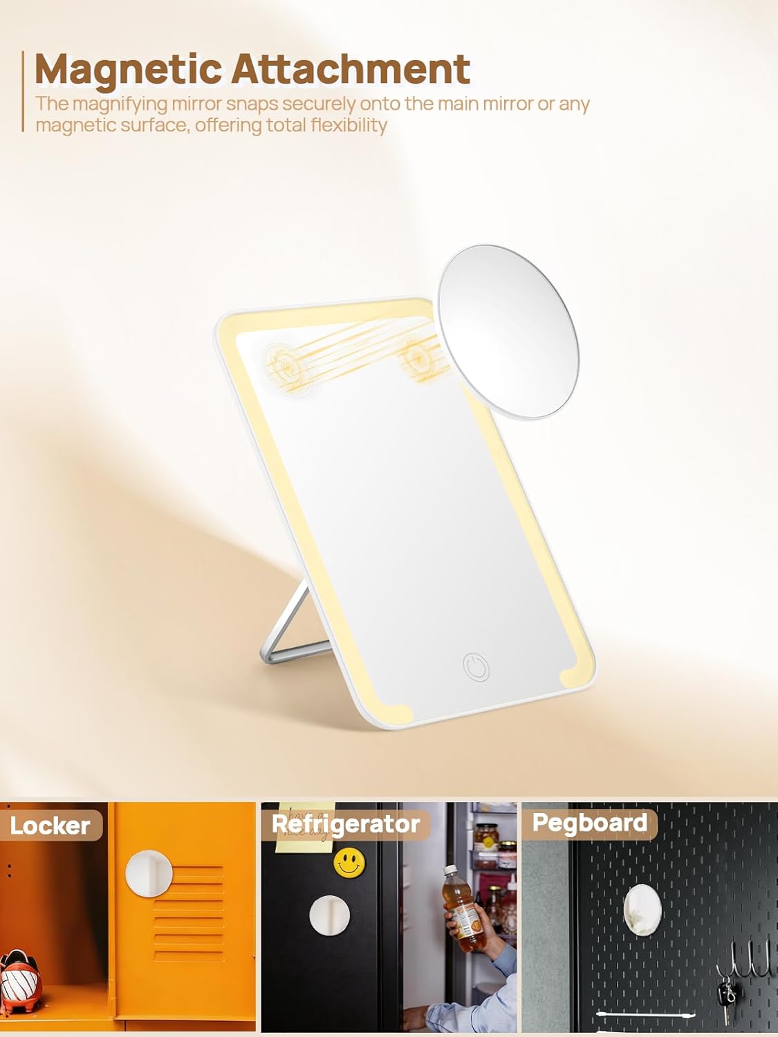 Lighted Makeup Mirror - 10X Magnifying Desk Mirror with Adjustable Stand & 3 Lighting Modes | 8 x 5 Inches, White