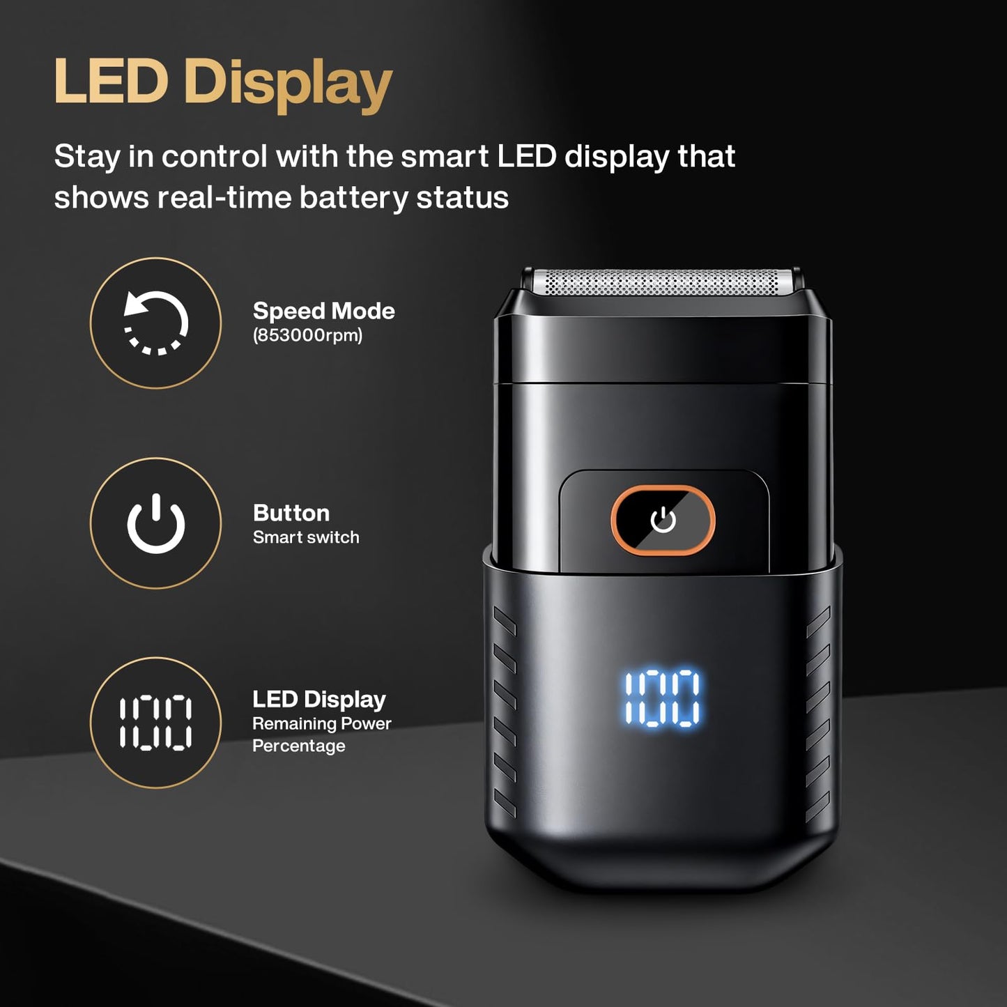 Electric Foil Shavers for Men, Mini Electric Razor for Face,Dual Floating Heads, IPX7 Waterproof Cordless Razor with LED Display & Fast Charge, Perfect for Trips