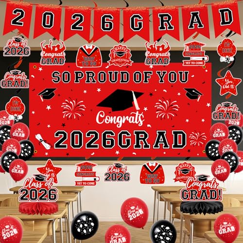 2026 Graduation Party Decorations Kit - Balloons, Banners & Backdrop