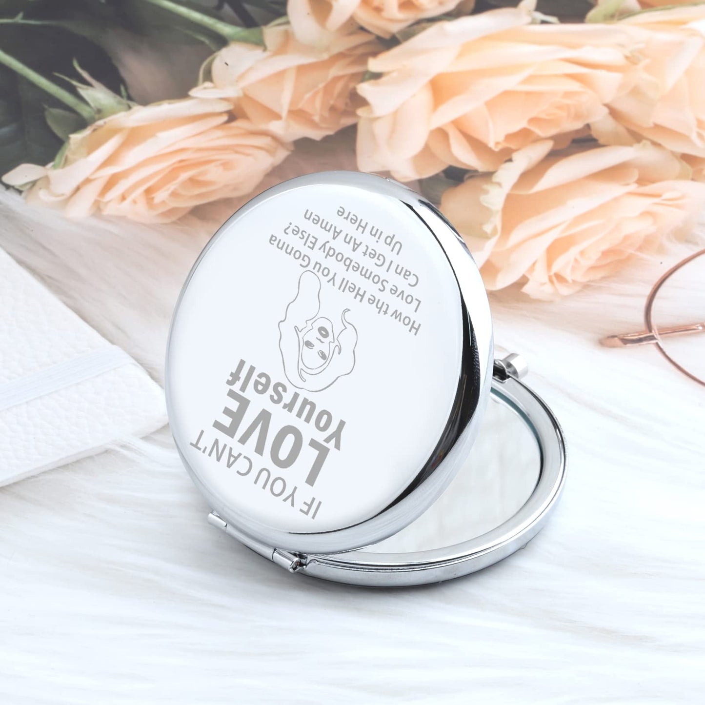 Zuo Bao Drag Queen Makeup Mirror If You Can't Love Yourself Compact Mirror Gift for Mother Daughter（If You Can't Love Yourself）